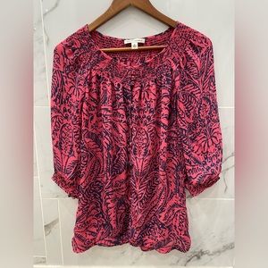 Banana Republic pink & navy blouse